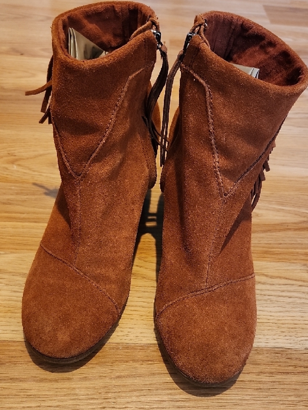Toms Women’s Suede Fringe Ankle Boots - Chestnut Brown - Picture 3 of 12